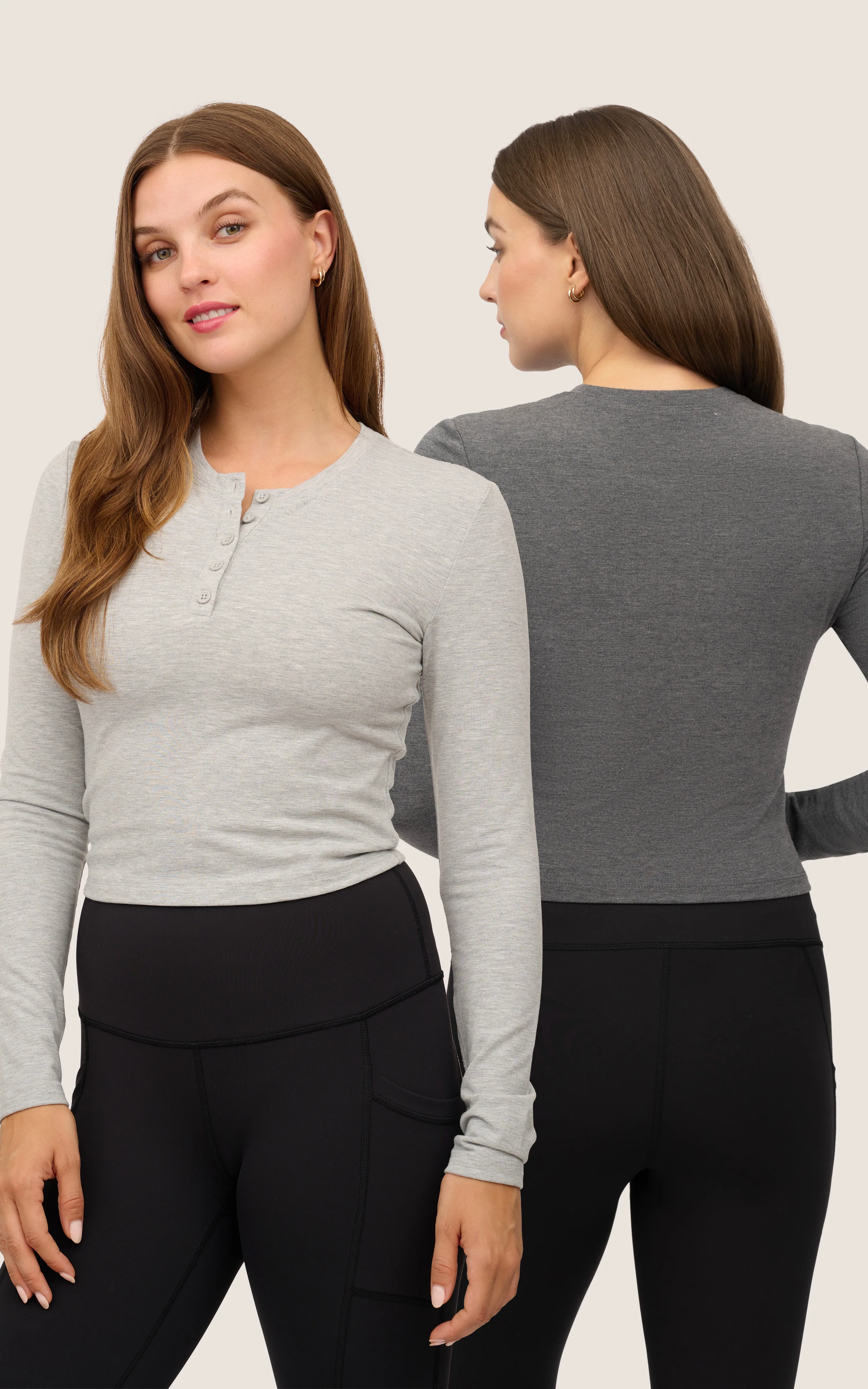 2 PK Heather Long Sleeve Crewneck