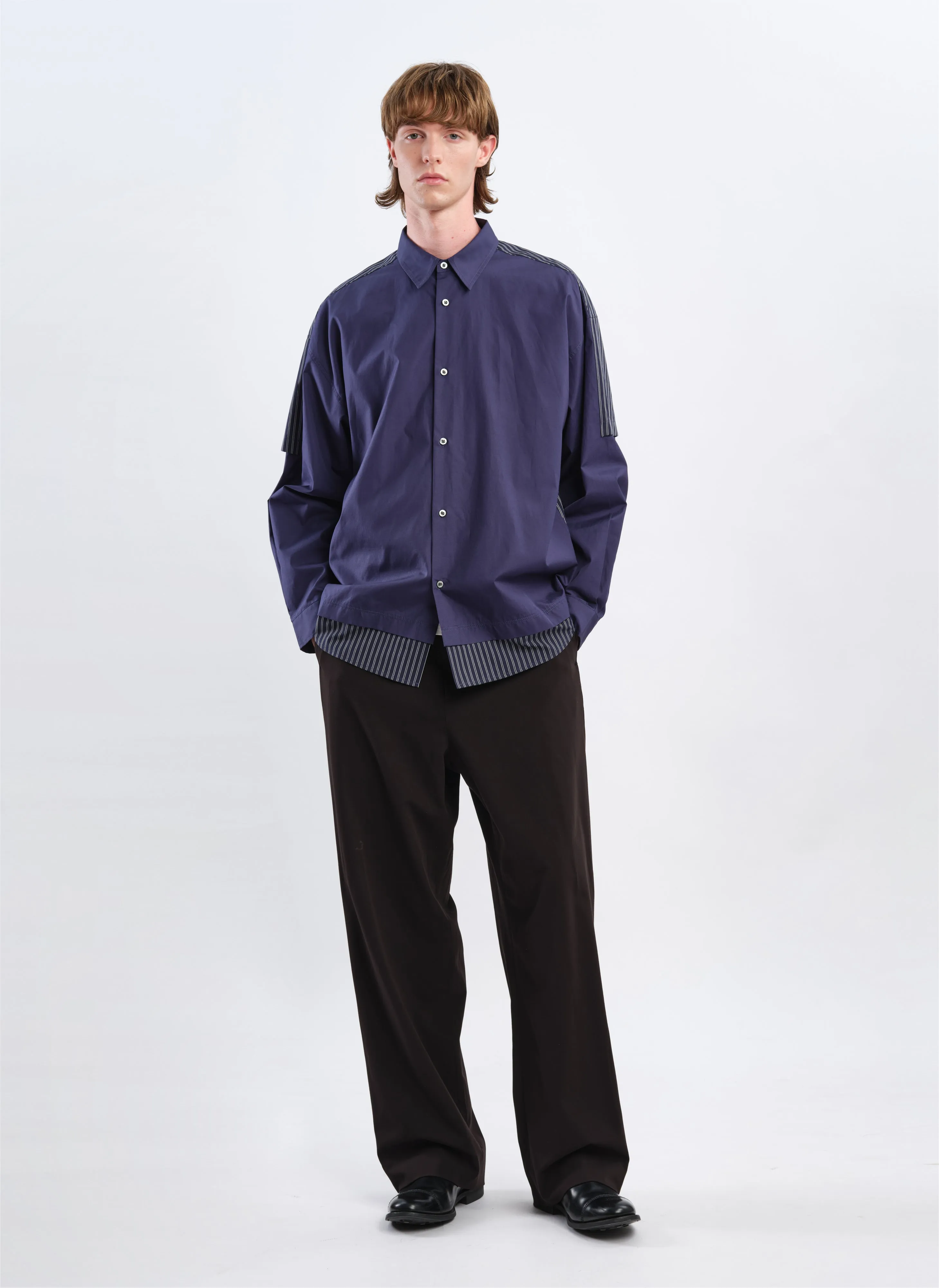 60s Cotton typewriter Blocking Shirt