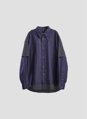 60s Cotton typewriter Blocking Shirt