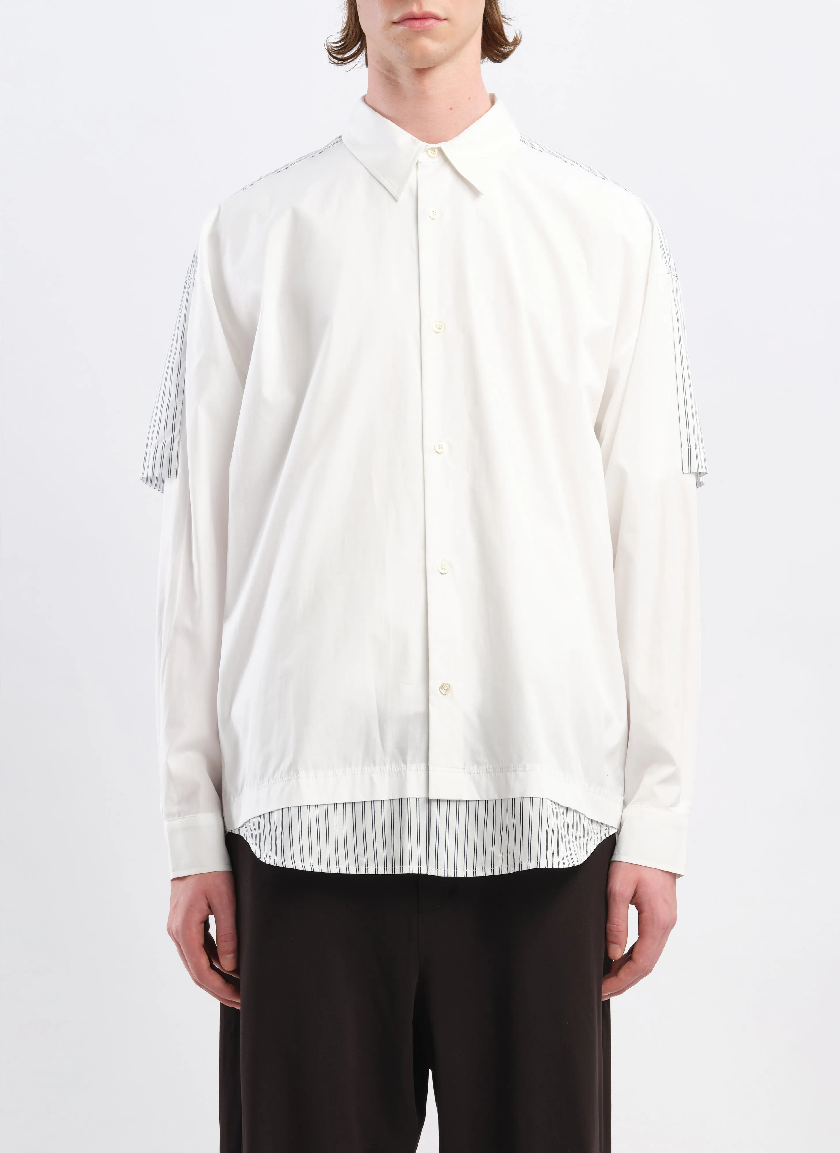 60s Cotton typewriter Blocking Shirt