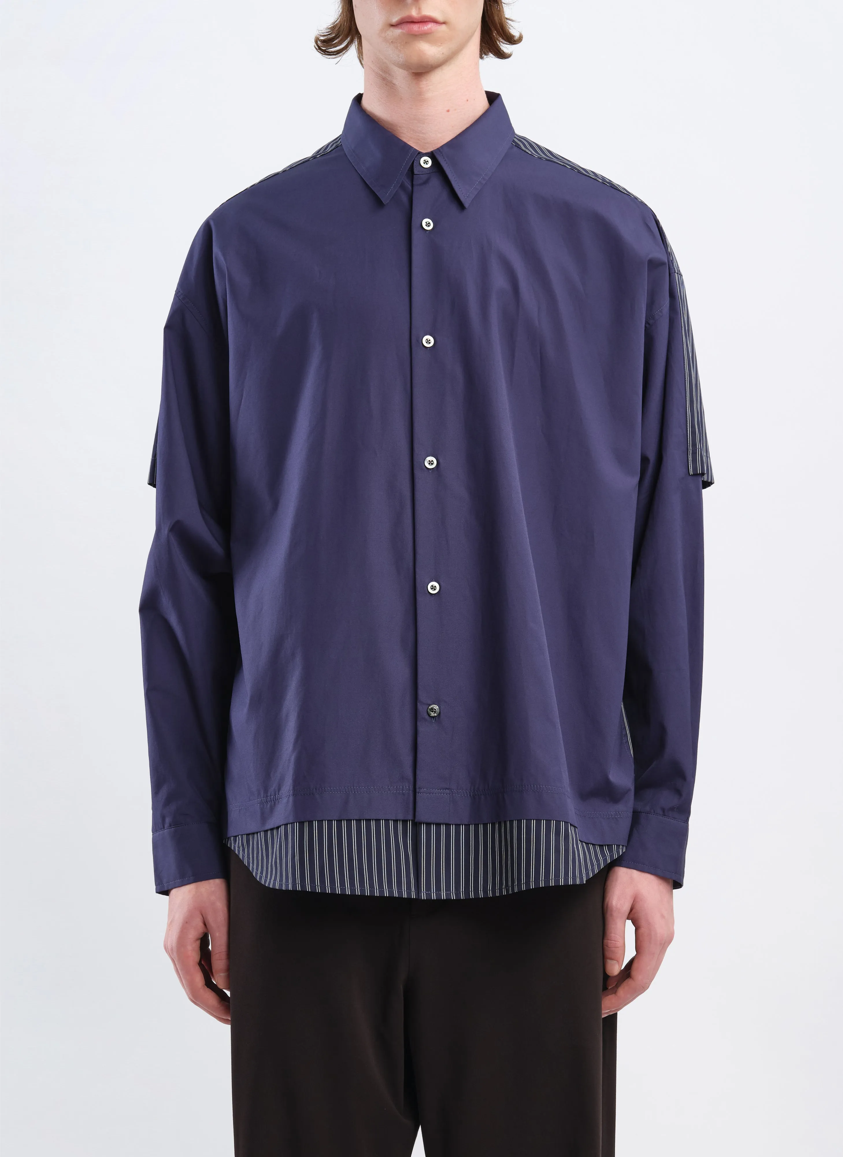 60s Cotton typewriter Blocking Shirt