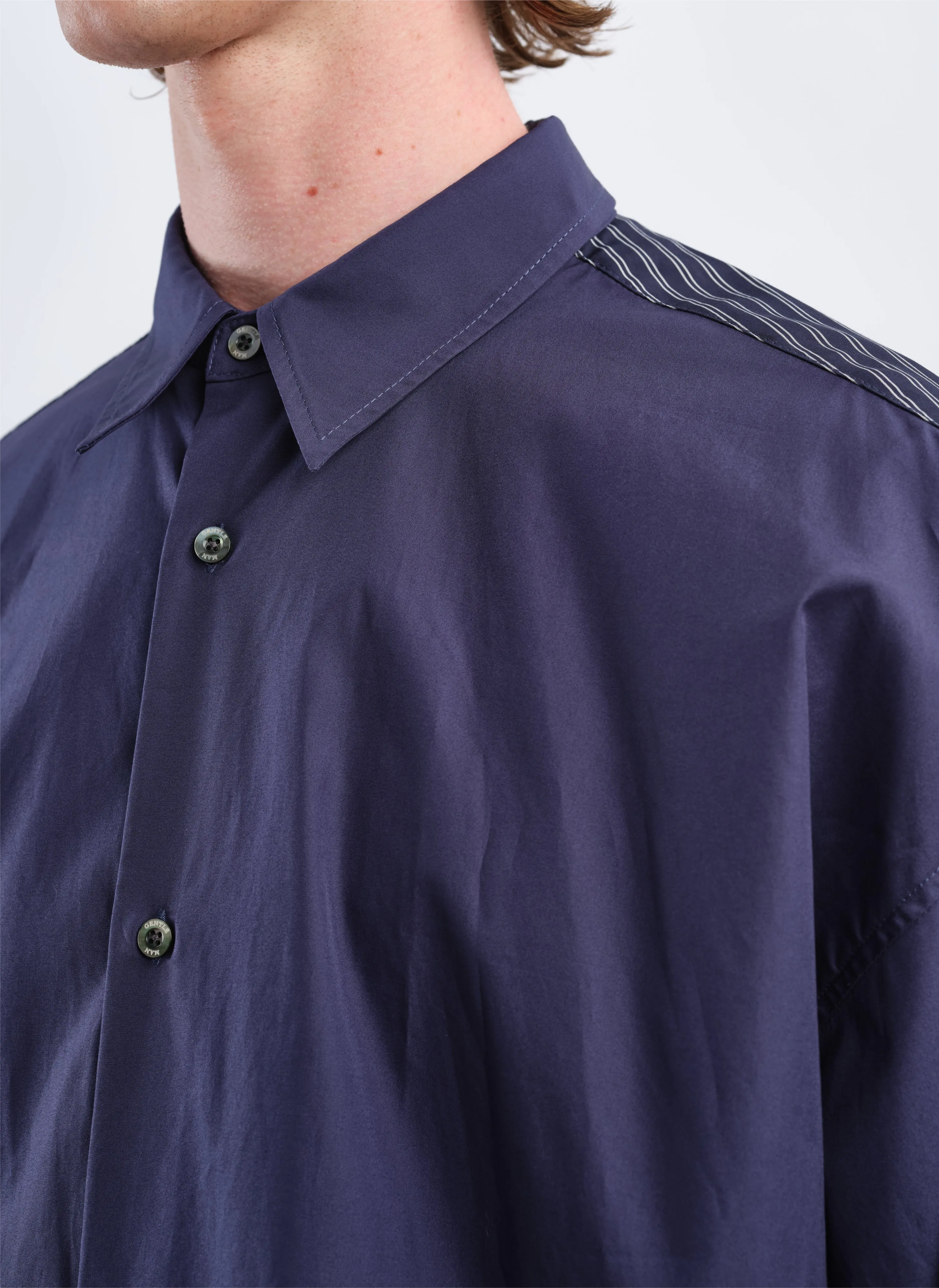 60s Cotton typewriter Blocking Shirt