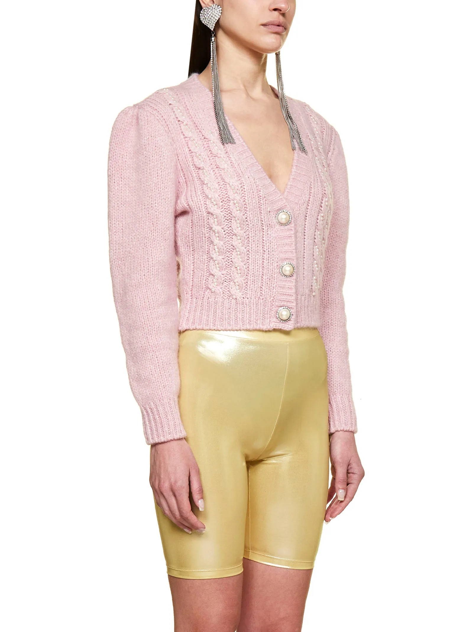 Alessandra Rich Laminated High Waist Cycling Shorts
