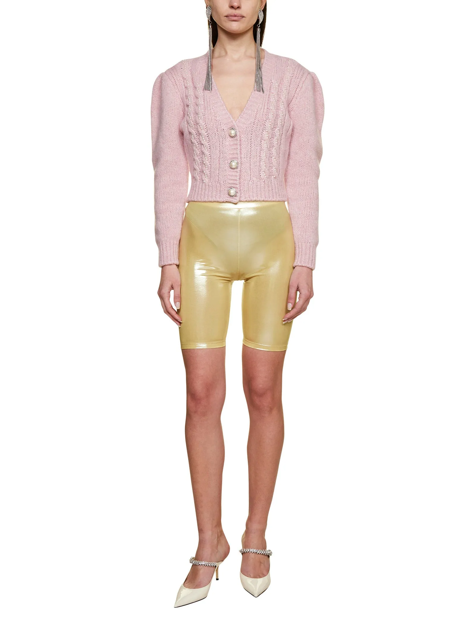 Alessandra Rich Laminated High Waist Cycling Shorts