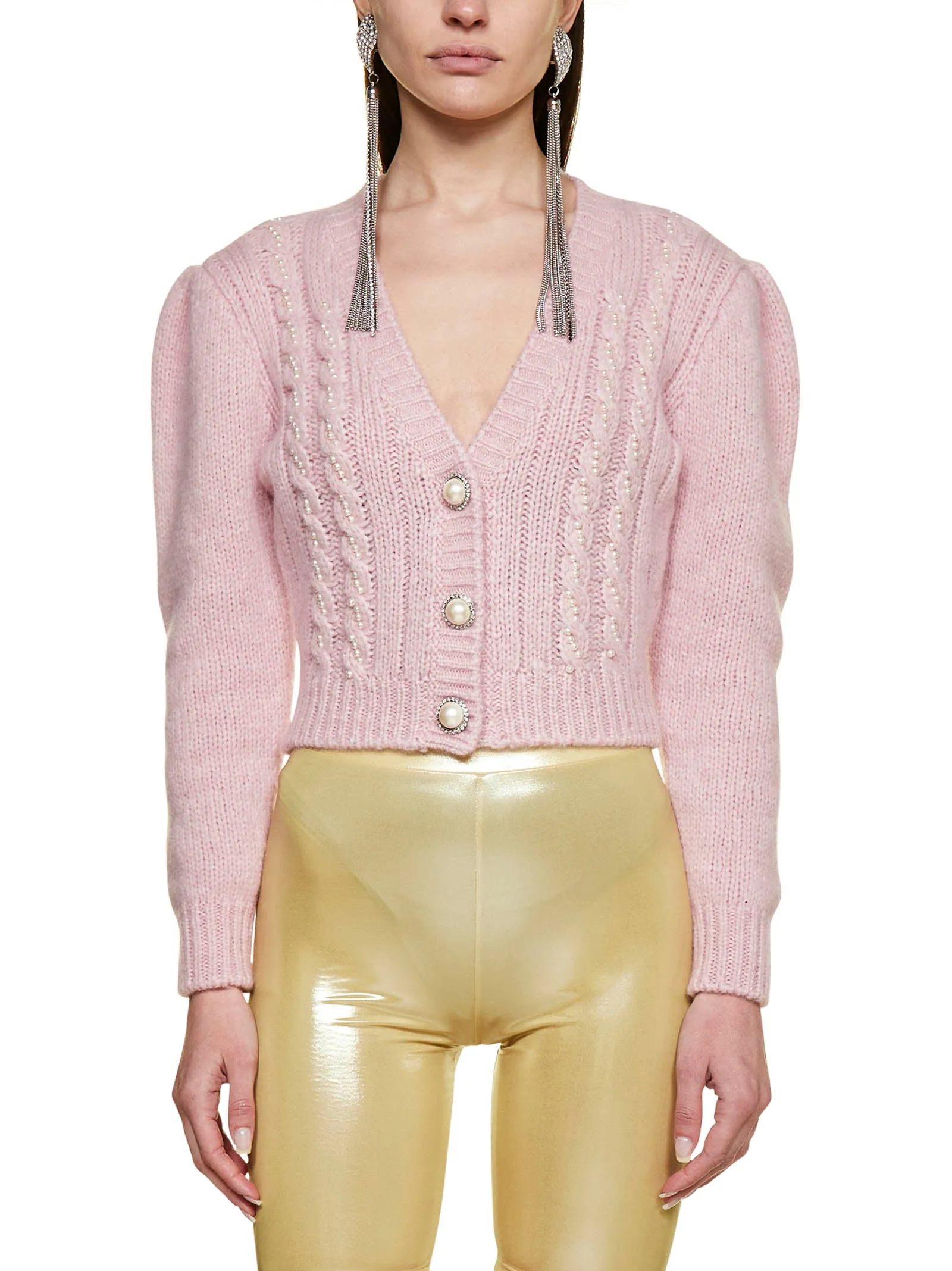 Alessandra Rich Laminated High Waist Cycling Shorts
