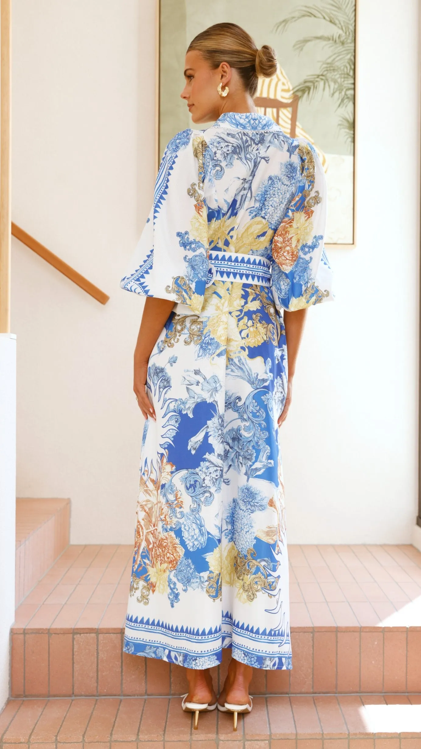 Arana Maxi Dress - Blue/White Print