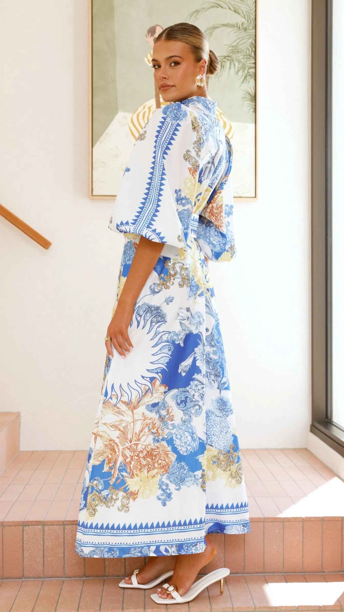 Arana Maxi Dress - Blue/White Print