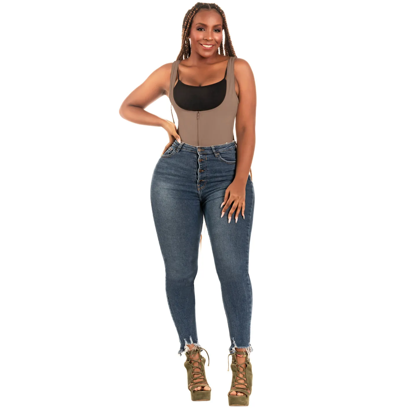 Bling Shapers 099ZF | Bum Lifter Tummy Control Shapewear Mid Thigh Faja for Curvy Wide Hips Small Waist Women | Daily Use