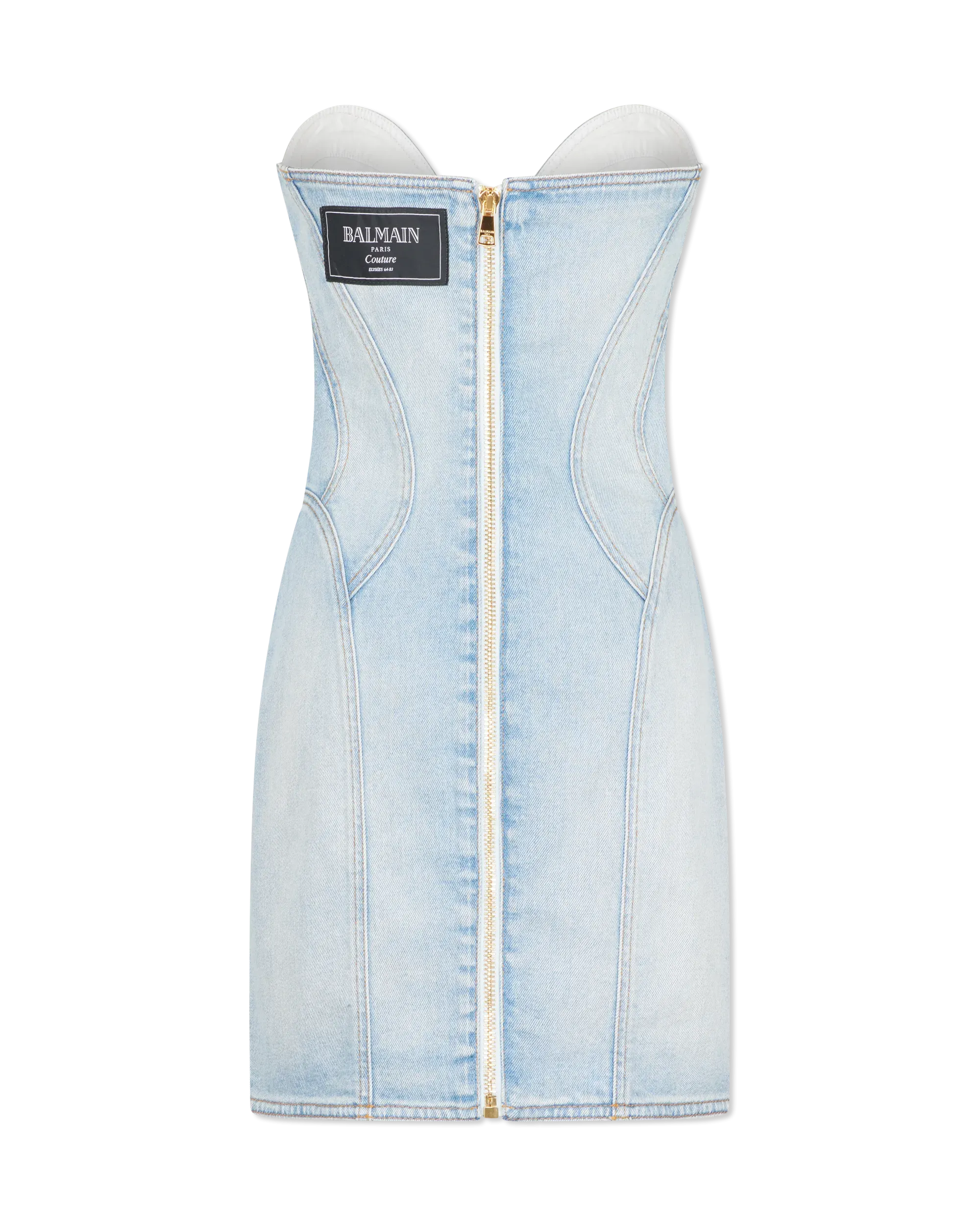 Button-Detailed Bustier Denim Dress