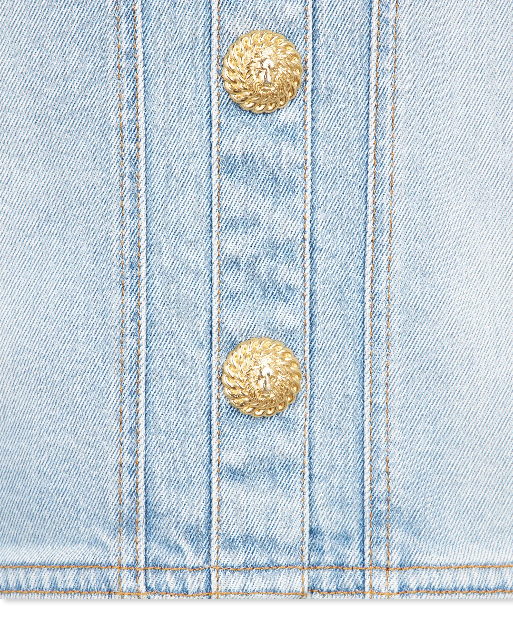 Button-Detailed Bustier Denim Dress
