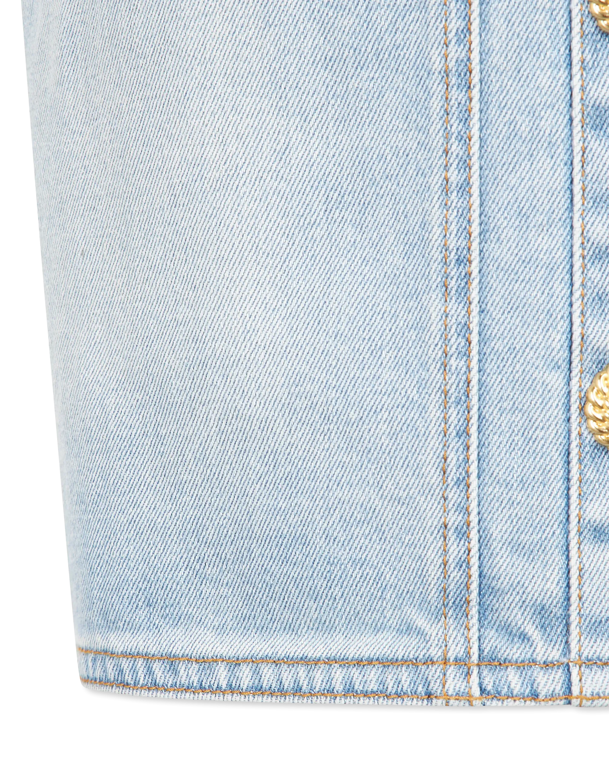 Button-Detailed Bustier Denim Dress