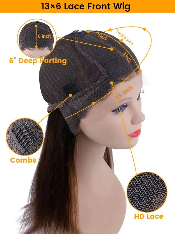 Chinalacewig Ombre Brown Color 13x6 Undetectable HD Lace Front Human Hair Wigs Pre Plucked With Baby Hair CF191