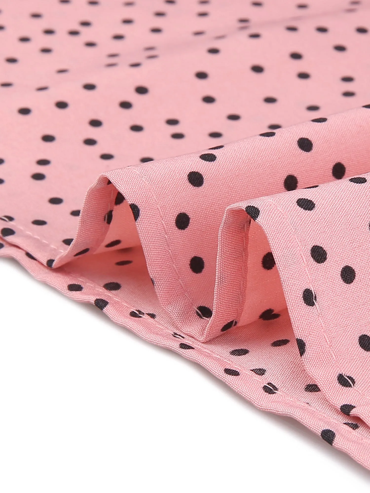 Contrast Doll Collar Polka Dots Tops Short Sleeve Blouse