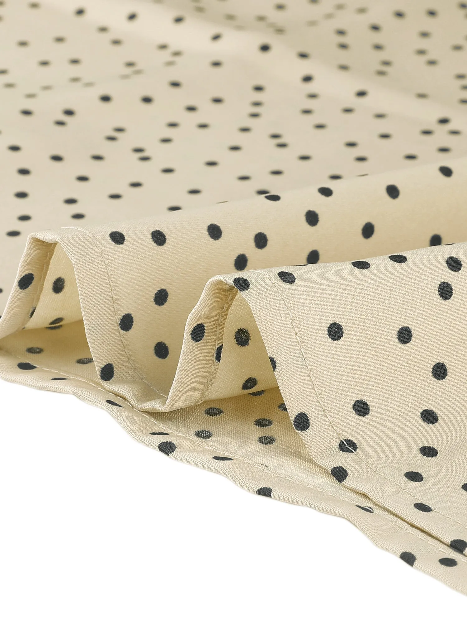 Contrast Doll Collar Polka Dots Tops Short Sleeve Blouse