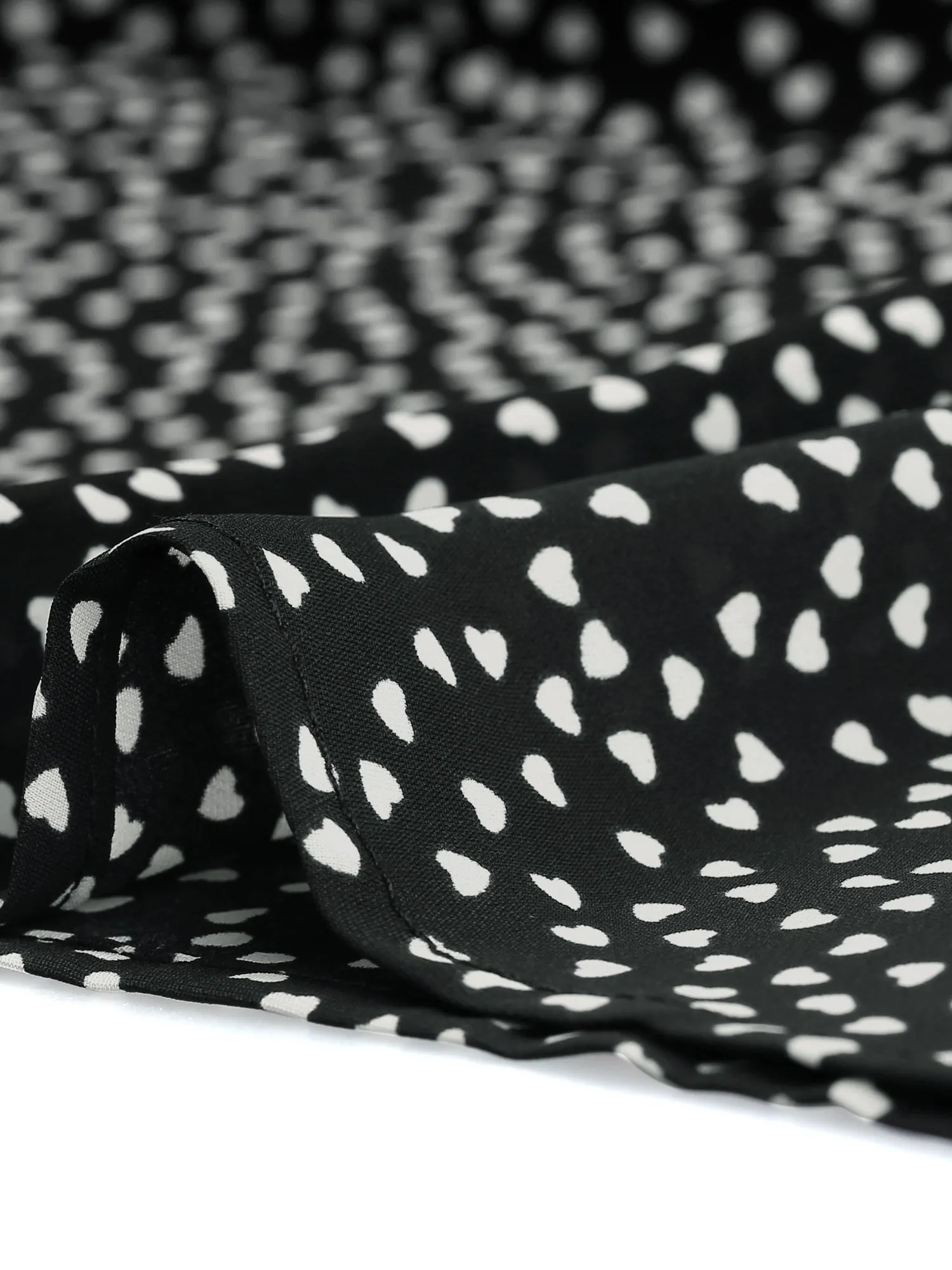 Contrast Doll Collar Polka Dots Tops Short Sleeve Blouse