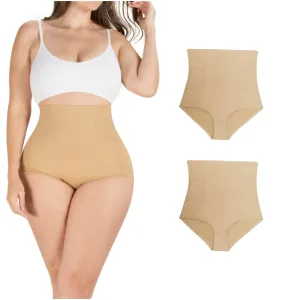 Daily Use Under Wear 2-Pack Tummy Control High-Waist Shapewear & Seamless Panties Sonryse SP607NC