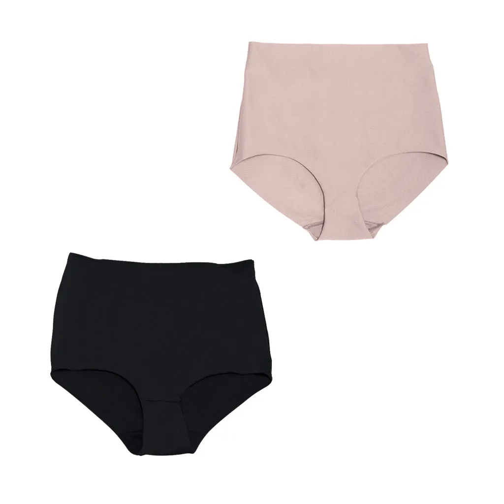 Daily Use Under Wear 2-Pack Tummy Control Mid Rise Shapewear Seamless Shaping Panties Sonryse SP620NC