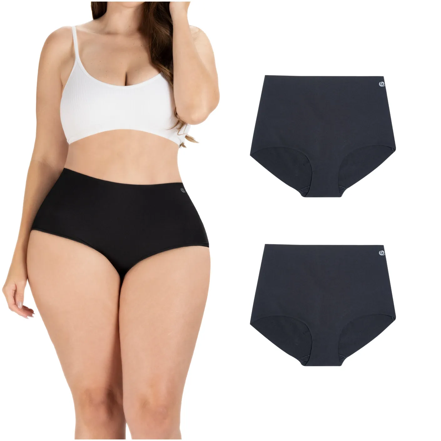 Daily Use Under Wear 2-Pack Tummy Control Mid Rise Shapewear Seamless Shaping Panties Sonryse SP620NC