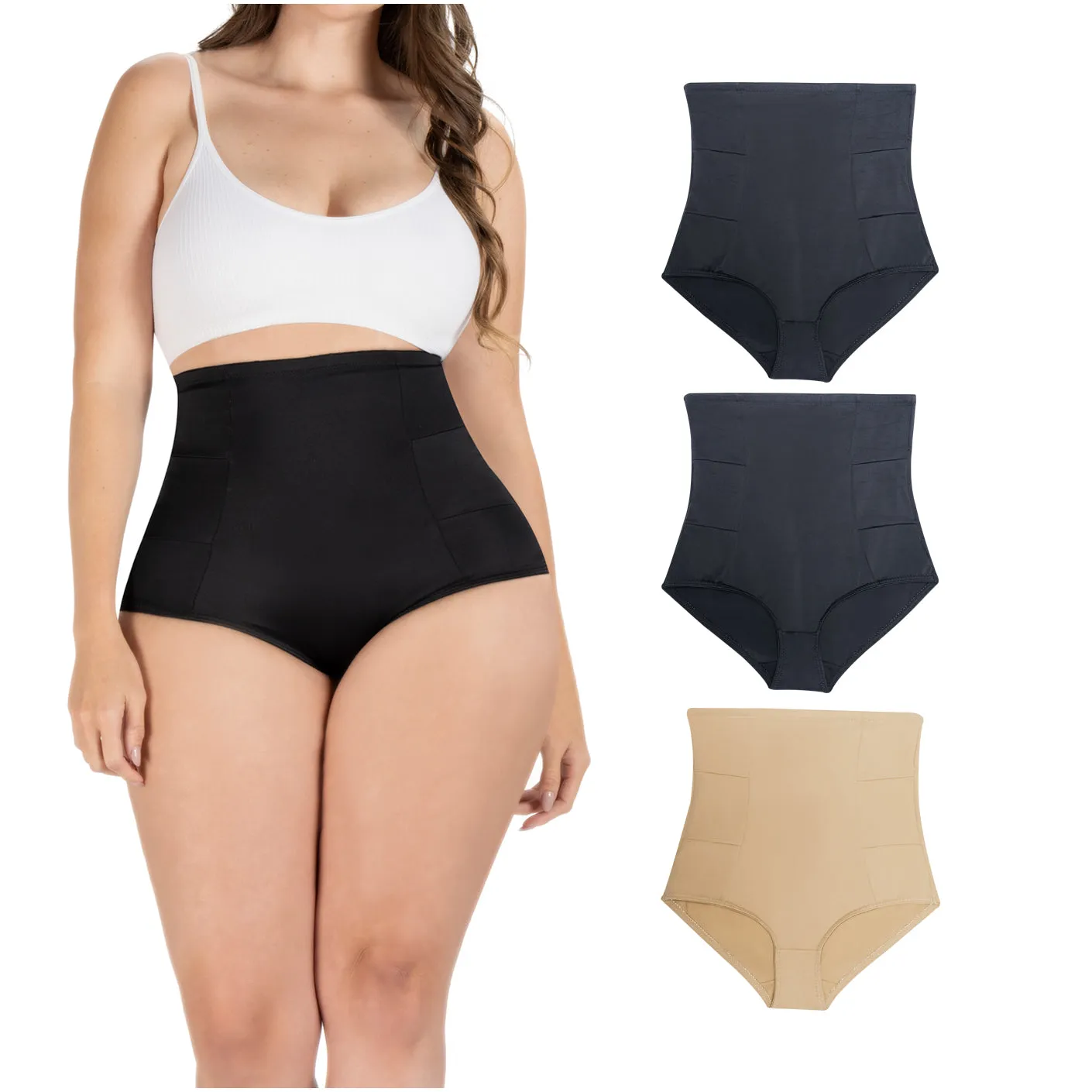 Daily Use Under Wear 3-Pack Tummy Control High-Waist Shapewear Seamless Panties Sonryse SP607NC