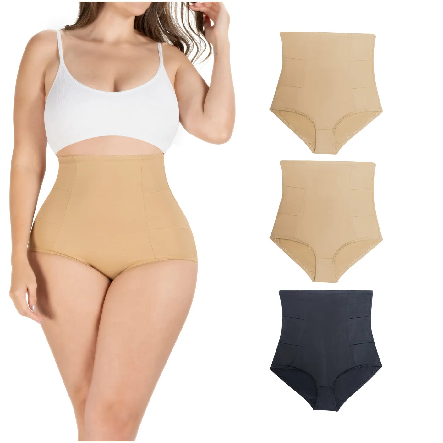 Daily Use Under Wear 3-Pack Tummy Control High-Waist Shapewear Seamless Panties Sonryse SP607NC