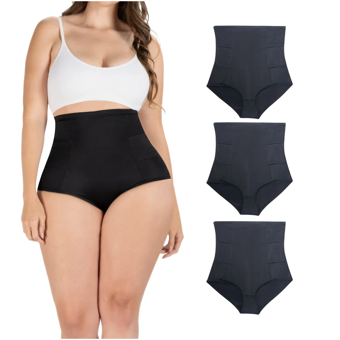 Daily Use Under Wear 3-Pack Tummy Control High-Waist Shapewear Seamless Panties Sonryse SP607NC