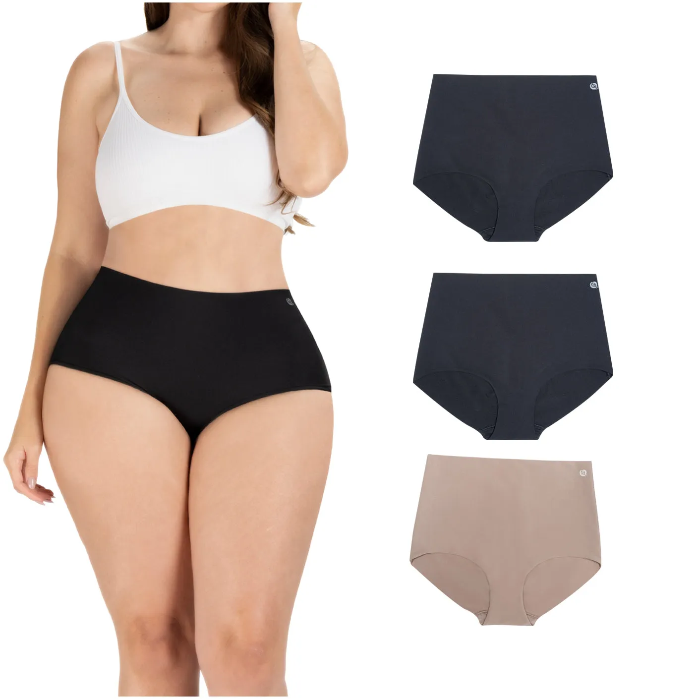 Daily Use Under Wear 3-Pack Tummy Control Mid Rise Shapewear Seamless Shaping Panties Sonryse SP620NC