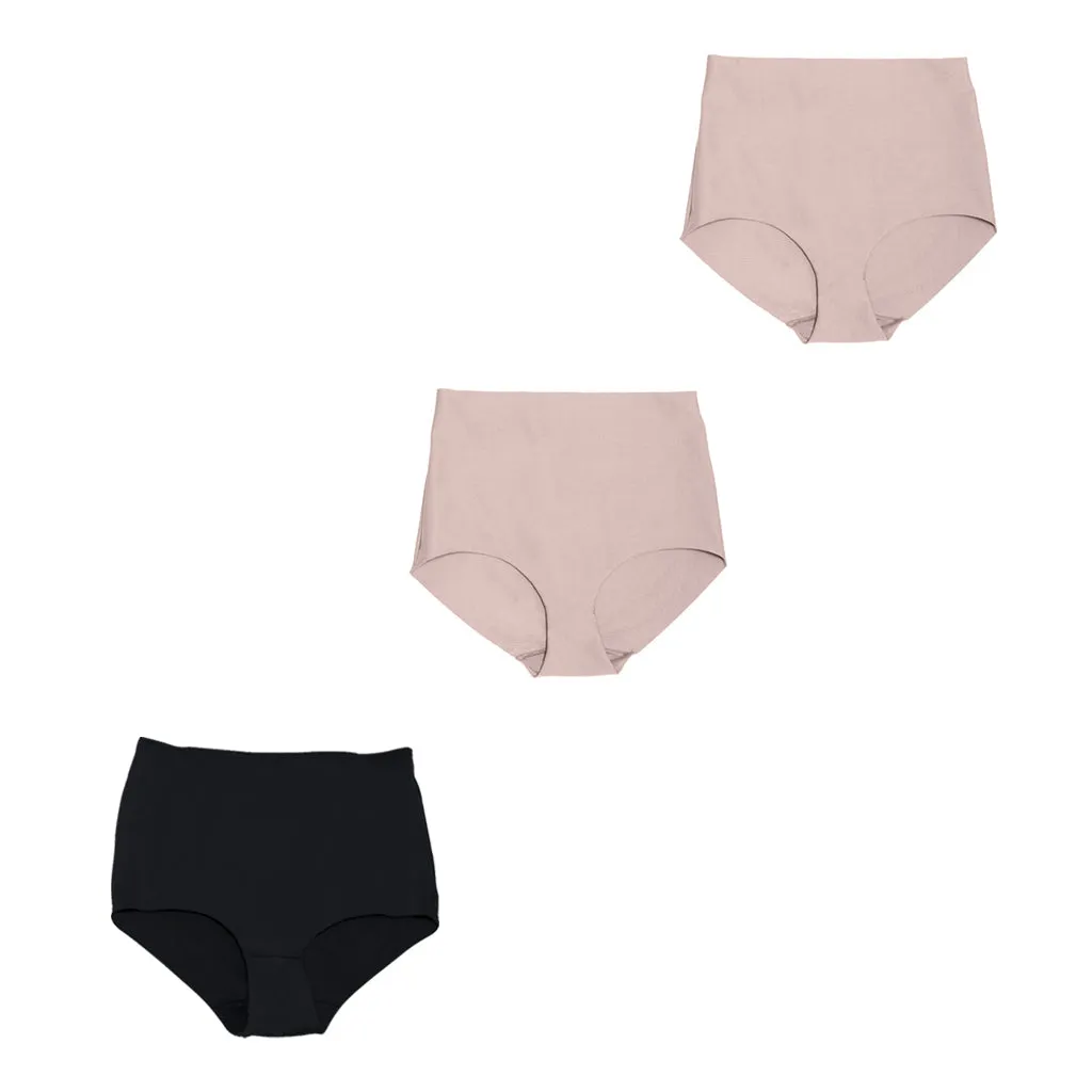 Daily Use Under Wear 3-Pack Tummy Control Mid Rise Shapewear Seamless Shaping Panties Sonryse SP620NC