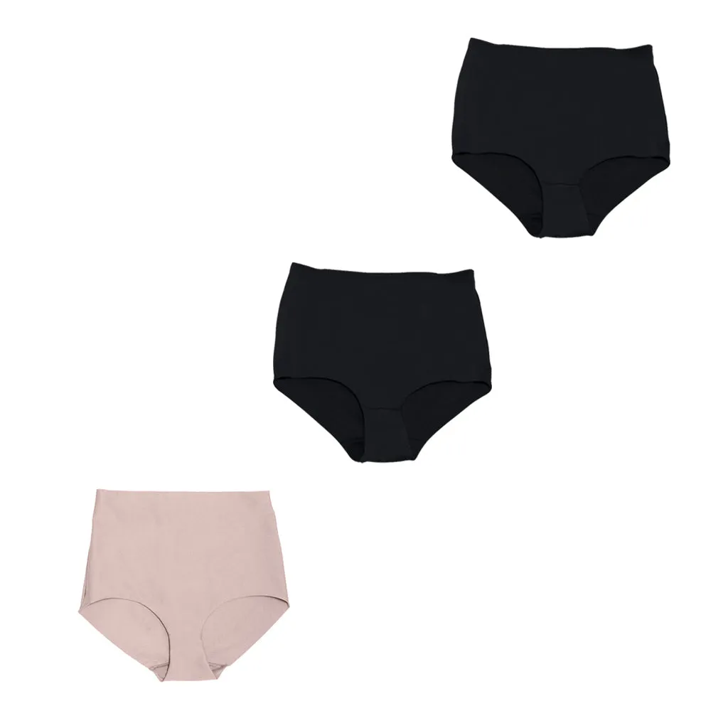 Daily Use Under Wear 3-Pack Tummy Control Mid Rise Shapewear Seamless Shaping Panties Sonryse SP620NC