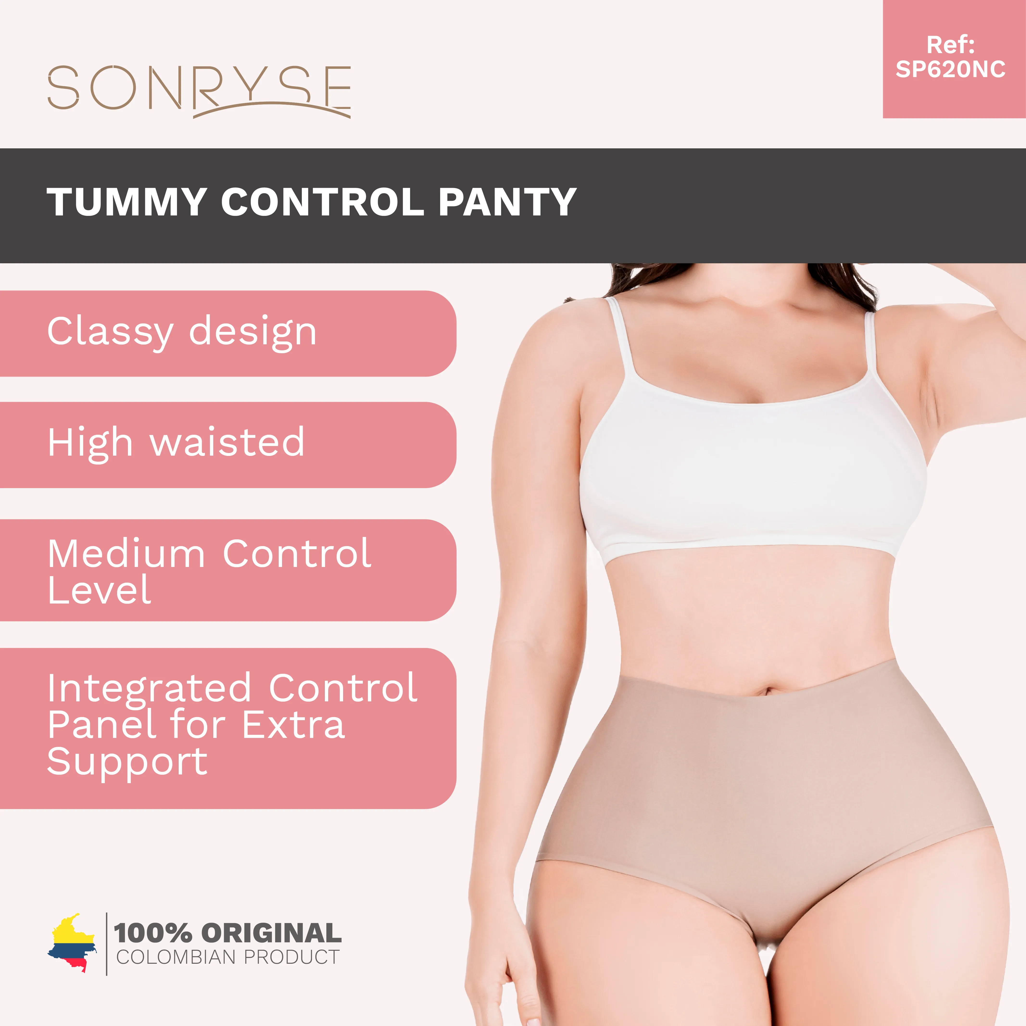 Daily Use Under Wear 3-Pack Tummy Control Mid Rise Shapewear Seamless Shaping Panties Sonryse SP620NC