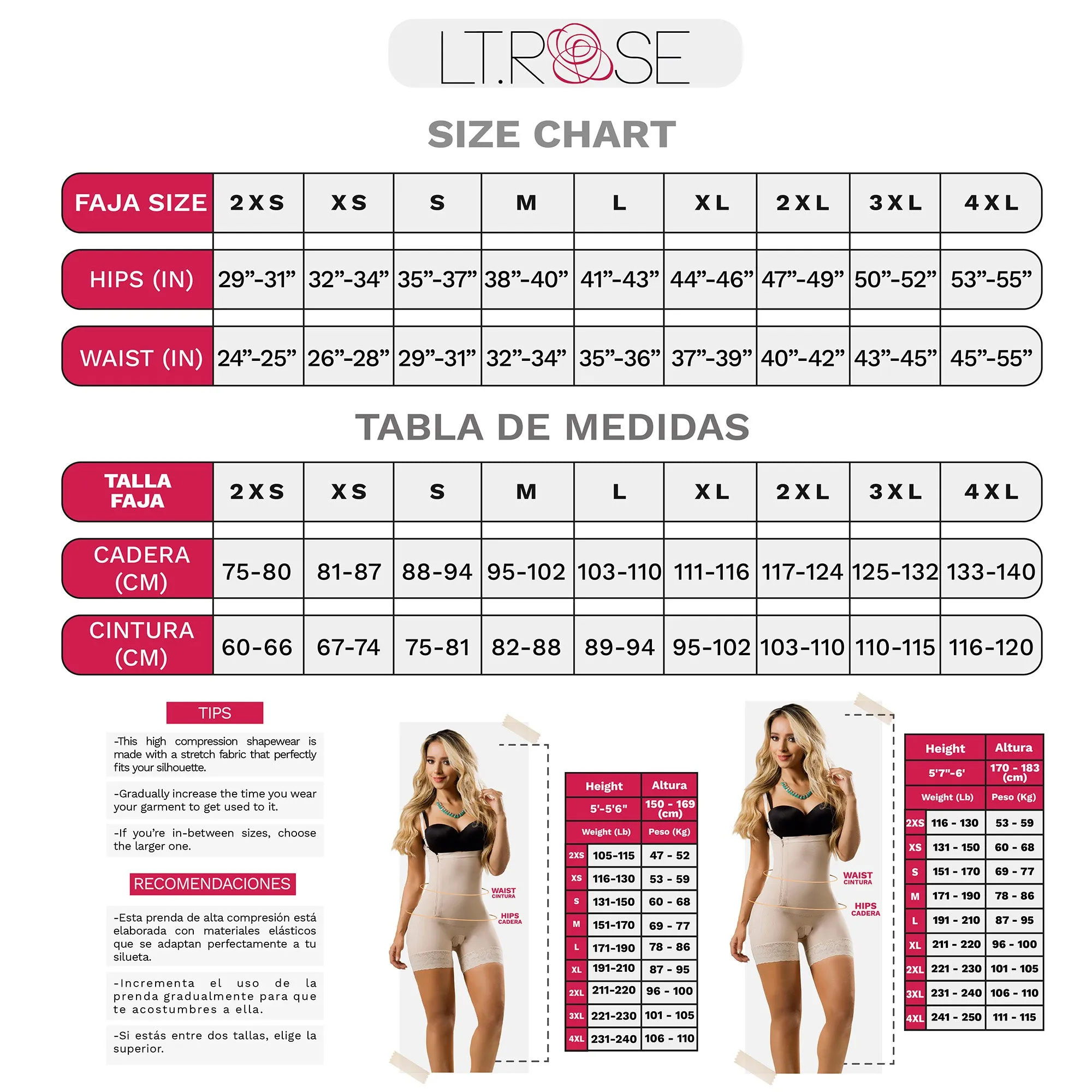 Daily Use Waist Trainer High compression & Hook and eye closure Fajas Laty Rose 1042