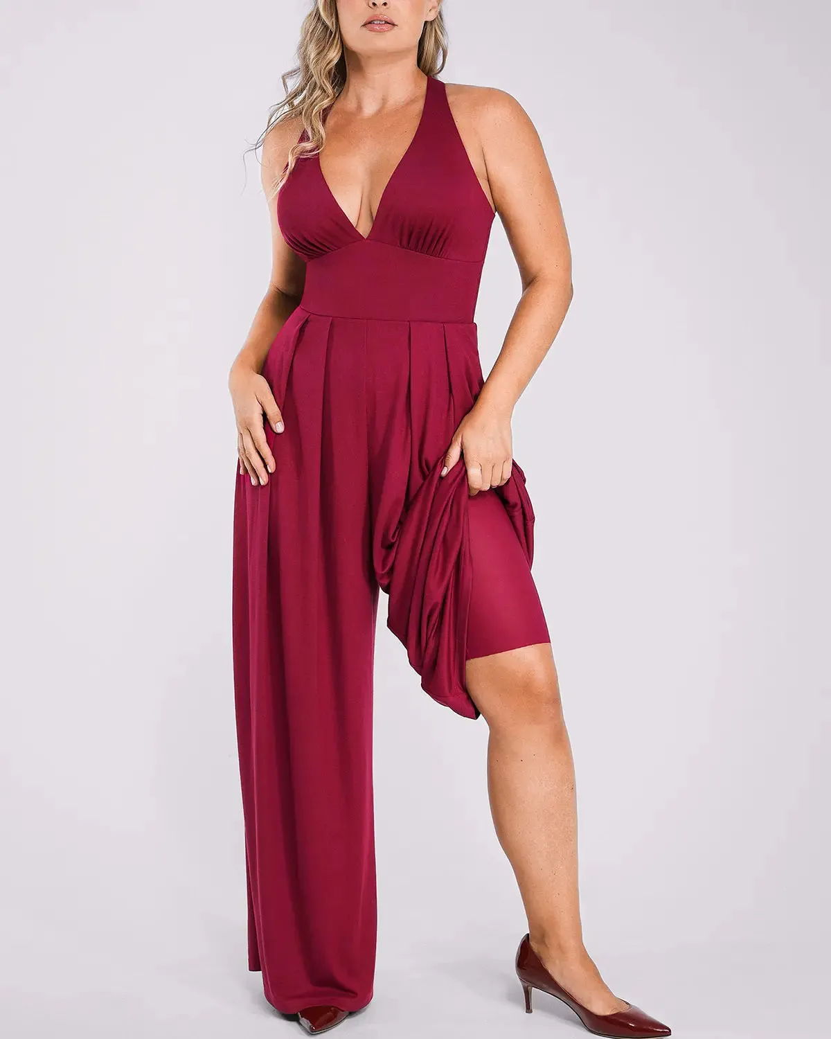 Deep V Built-In Shaping Jumpsuit
