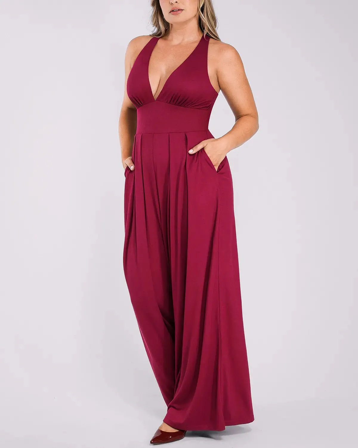 Deep V Built-In Shaping Jumpsuit