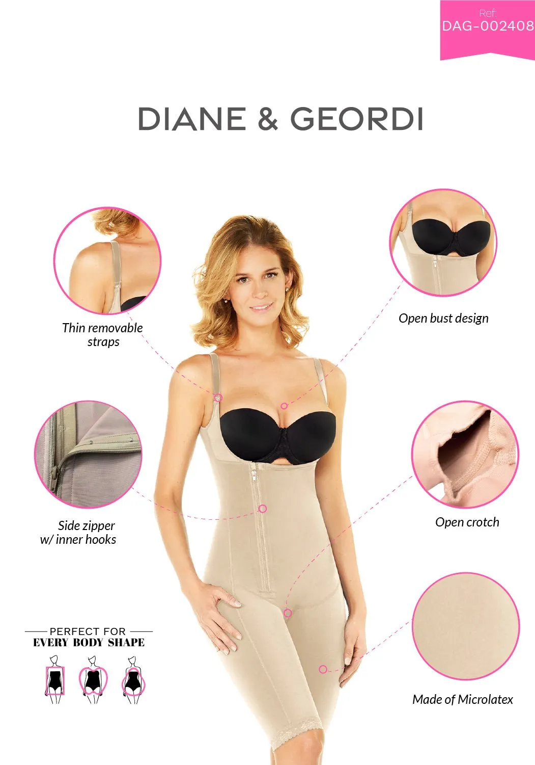 Diane and Geordi Fajas 002408 Tummy Control Shapewear for Women Everyday Use Colombian Fajas for Dresses