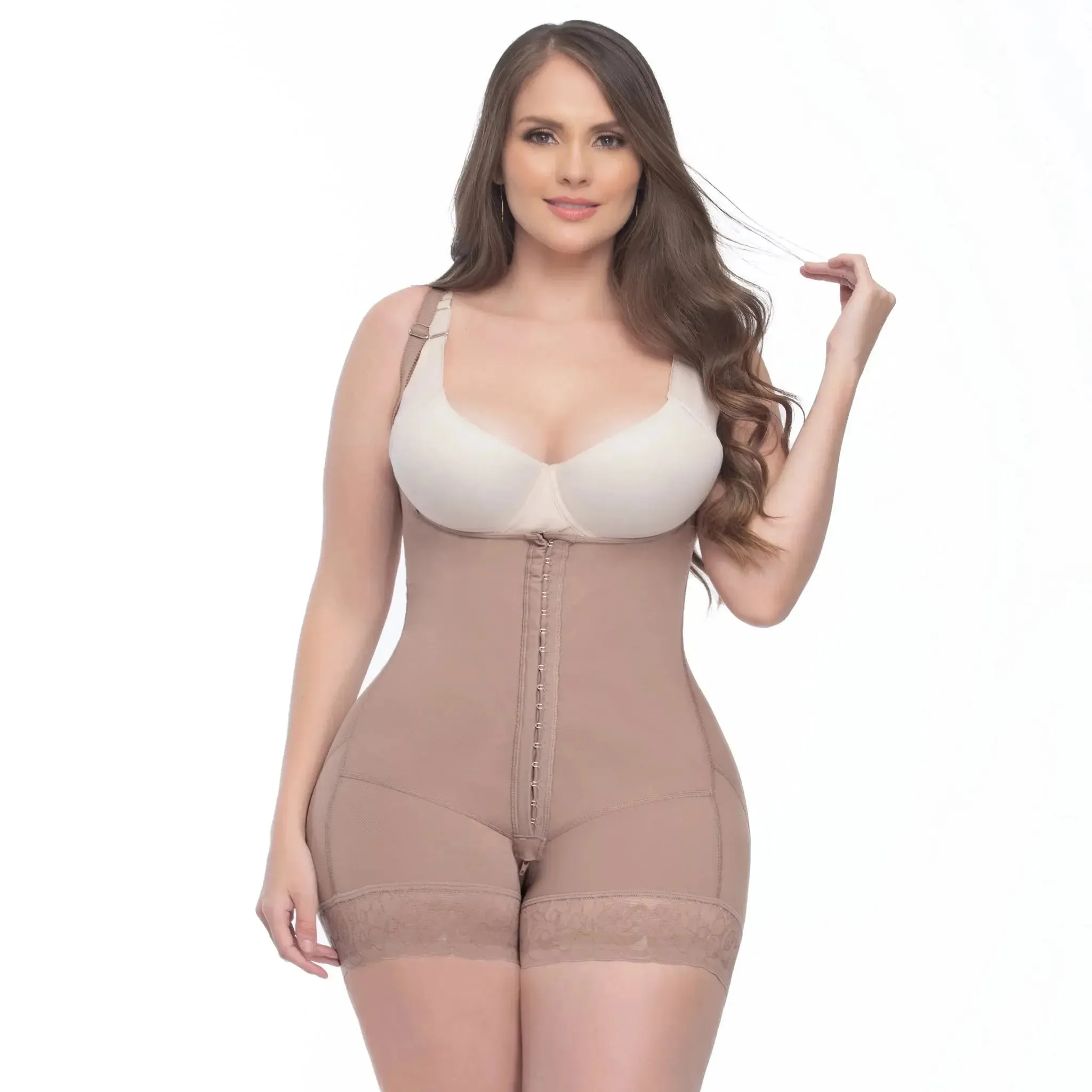 Fajas Colombianas UpLady 6190 | Butt Lifting High Compression Shapewear Bodysuit – Open Bust Design with Wide Hips