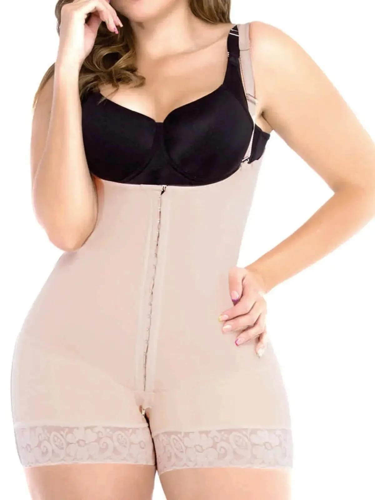 Fajas Colombianas UpLady 6190 | Butt Lifting High Compression Shapewear Bodysuit – Open Bust Design with Wide Hips
