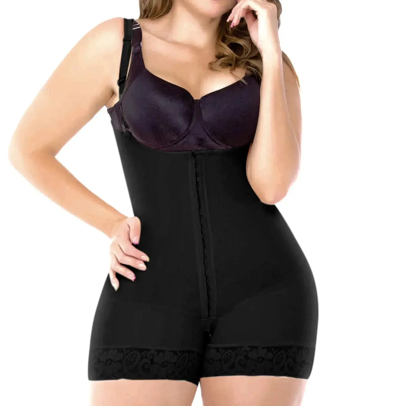 Fajas Colombianas UpLady 6190 | Butt Lifting High Compression Shapewear Bodysuit – Open Bust Design with Wide Hips
