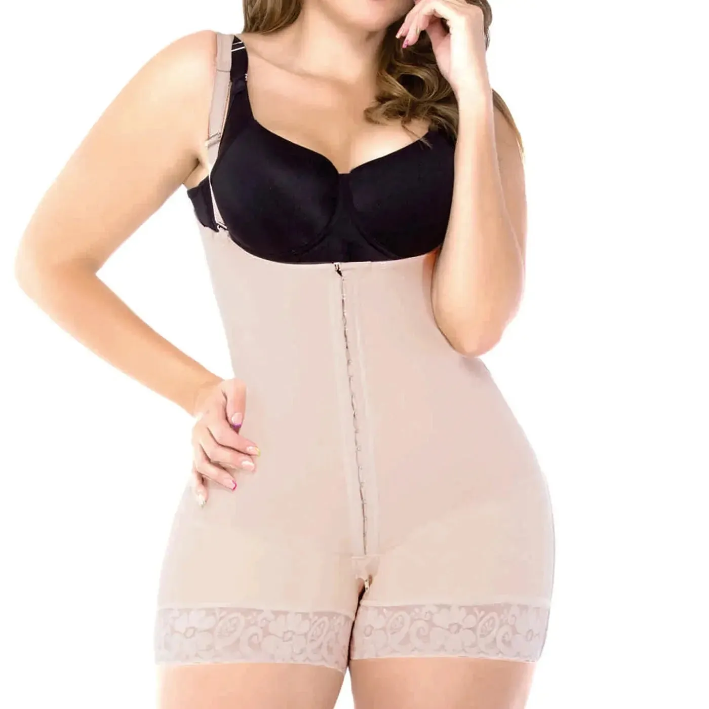 Fajas Colombianas UpLady 6190 | Butt Lifting High Compression Shapewear Bodysuit – Open Bust Design with Wide Hips
