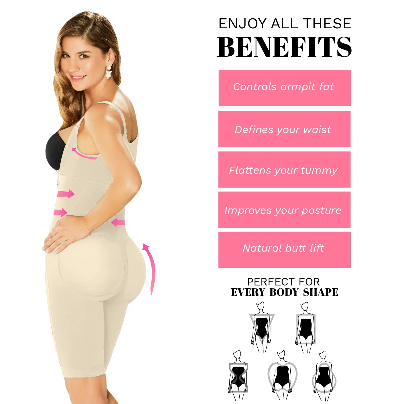 Fajas Diane & Geordi 2393 | Post Surgery Postpartum Shapewear for Women | Open Bust Knee Length