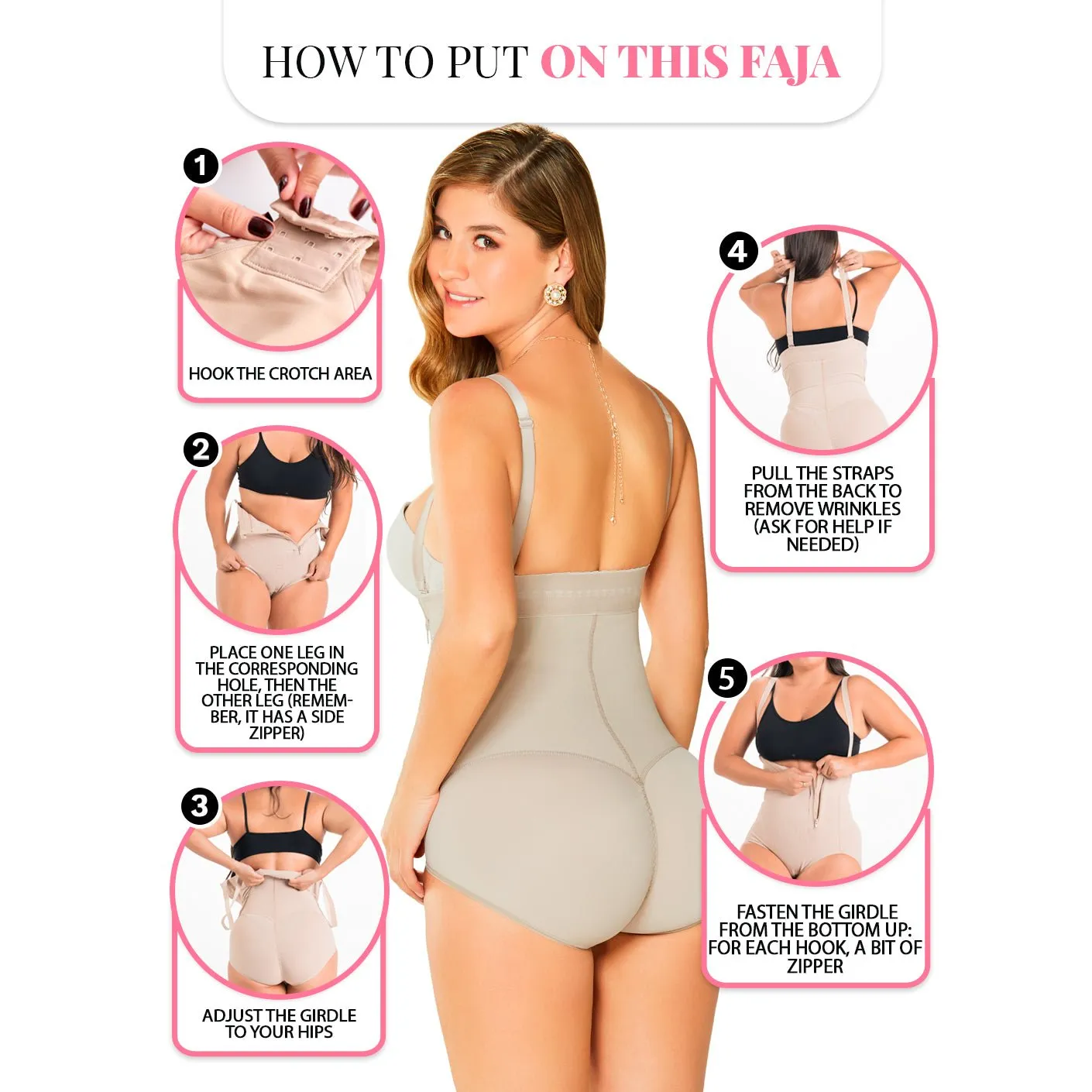 Fajas Diane & Geordi 2405F | Womens Butt Lifting Shapewear | Strapless Bodysuit Girdle for Postpartum and Daily Use
