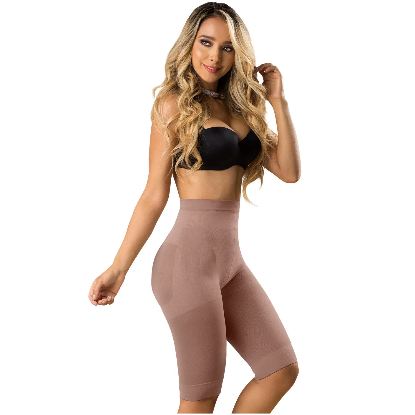 Fajas Laty Rose 21995 | Butt Lifting High Waist Shaping Shorts | Knee-Length Shapewear Push Up Pants