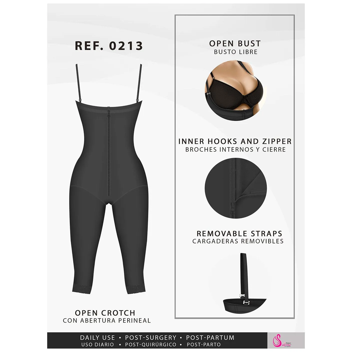 Fajas Salome 0213 Colombian Lipo Compression Garment Post Surgery Shapewear for Women