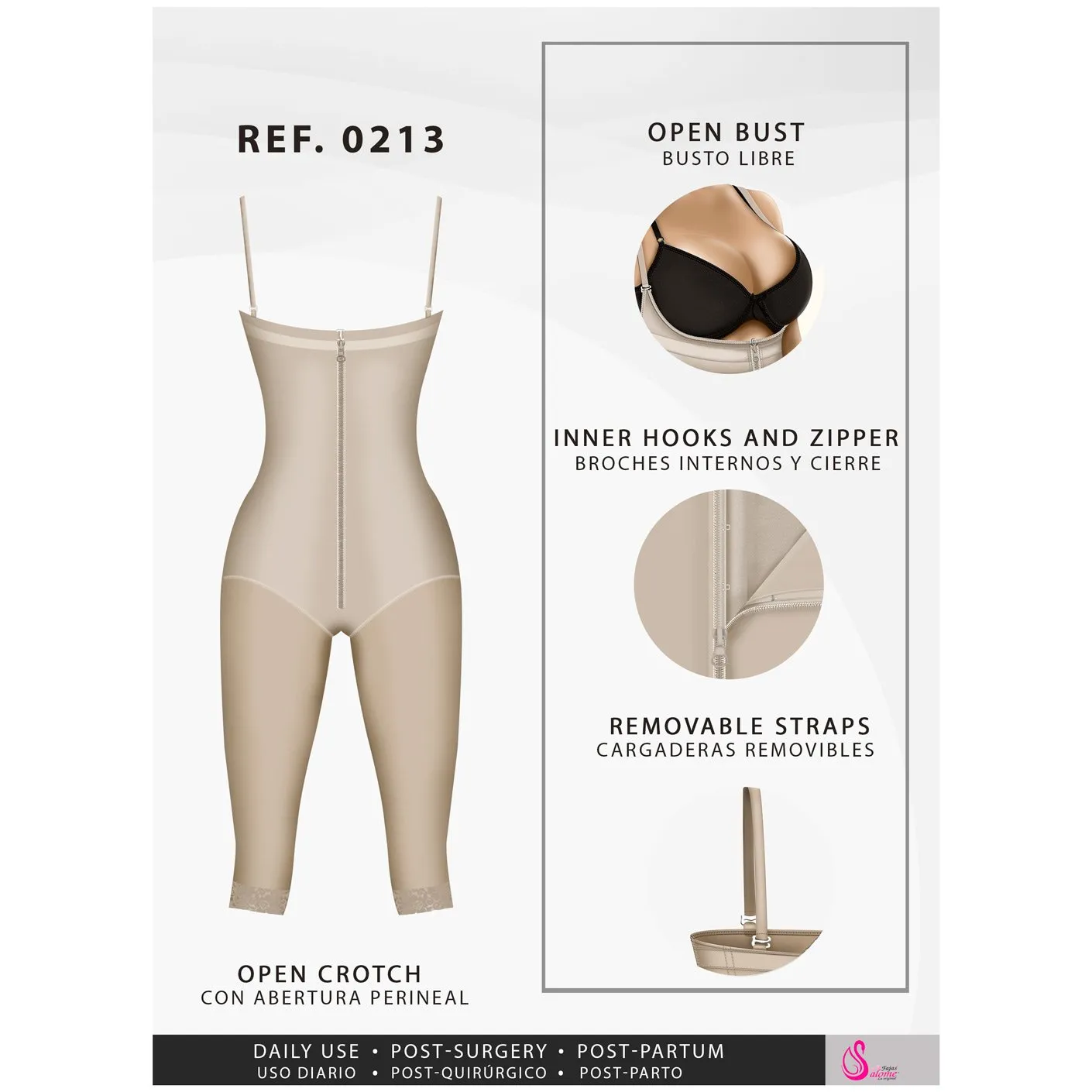 Fajas Salome 0213 Colombian Lipo Compression Garment Post Surgery Shapewear for Women