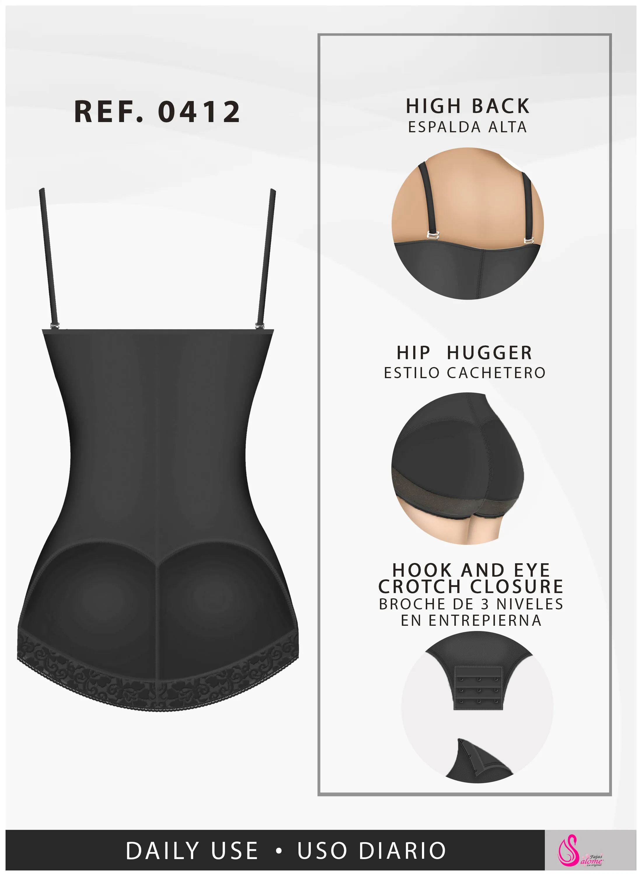 Fajas Salome 0412 | Colombian Fajas Strapless Butt Lifting Shapewear Girdle for Dresses | Daily Use Body Shaper