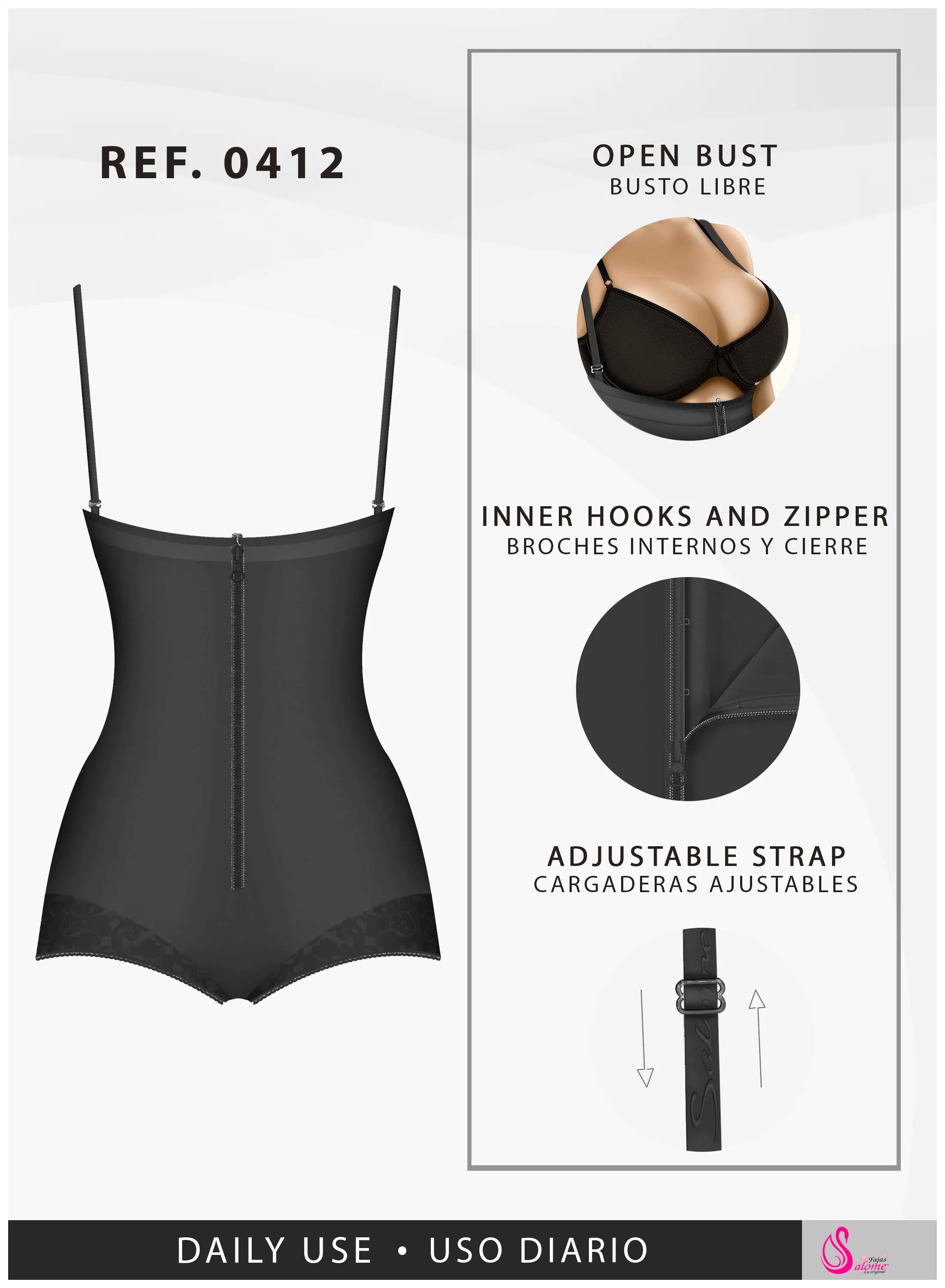 Fajas Salome 0412 | Colombian Fajas Strapless Butt Lifting Shapewear Girdle for Dresses | Daily Use Body Shaper