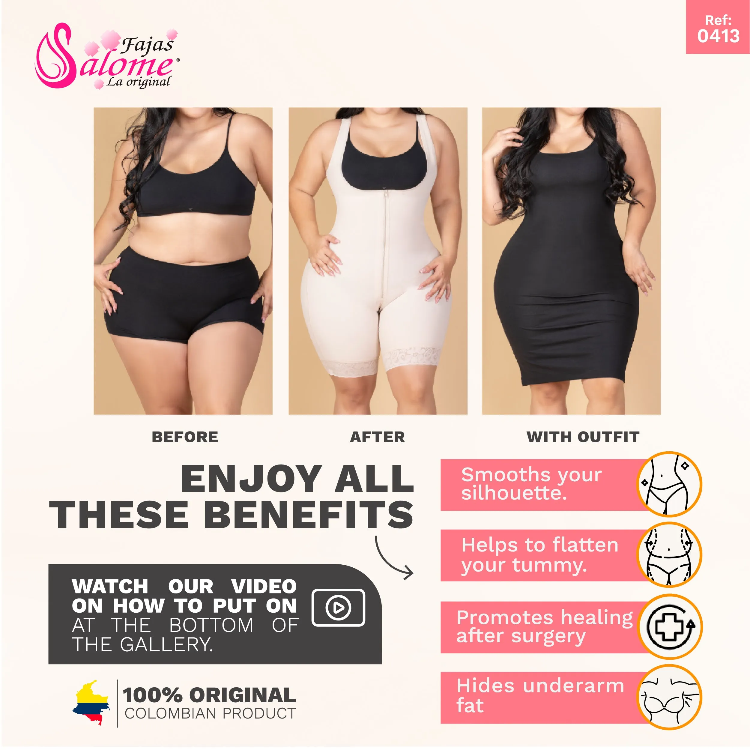 Fajas Salome 0413 | Tummy Control Open Bust Shapewear for Women