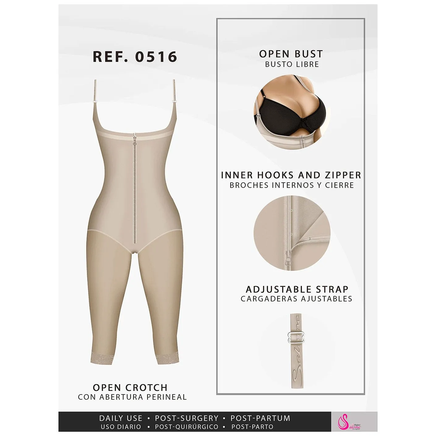Fajas Salome 0516 Tummy Control Postpartum Faja | Post Surgery Shapewear for Women