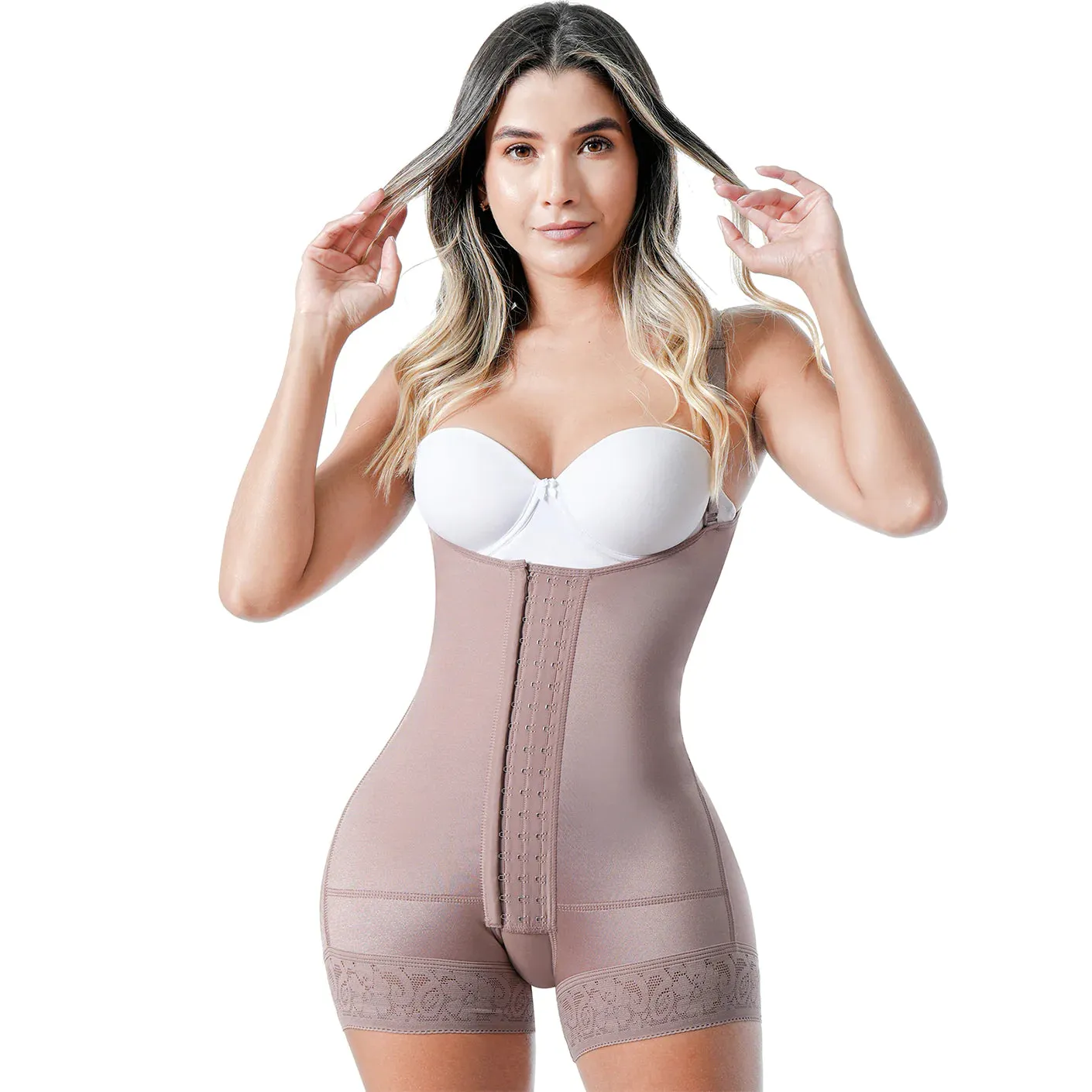 FAJAS SONRYSE TR66BF | Butt Lifting Tummy Control Colombian Shapewear for Women | Open Bust Postpartum Girdle