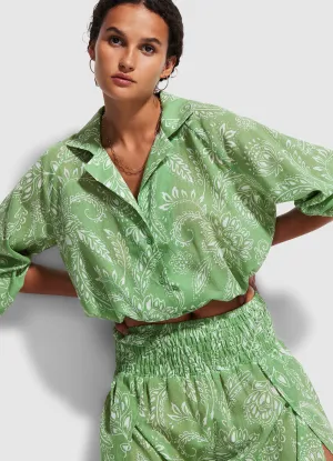 Folklore Crop Shirt - Green Tea