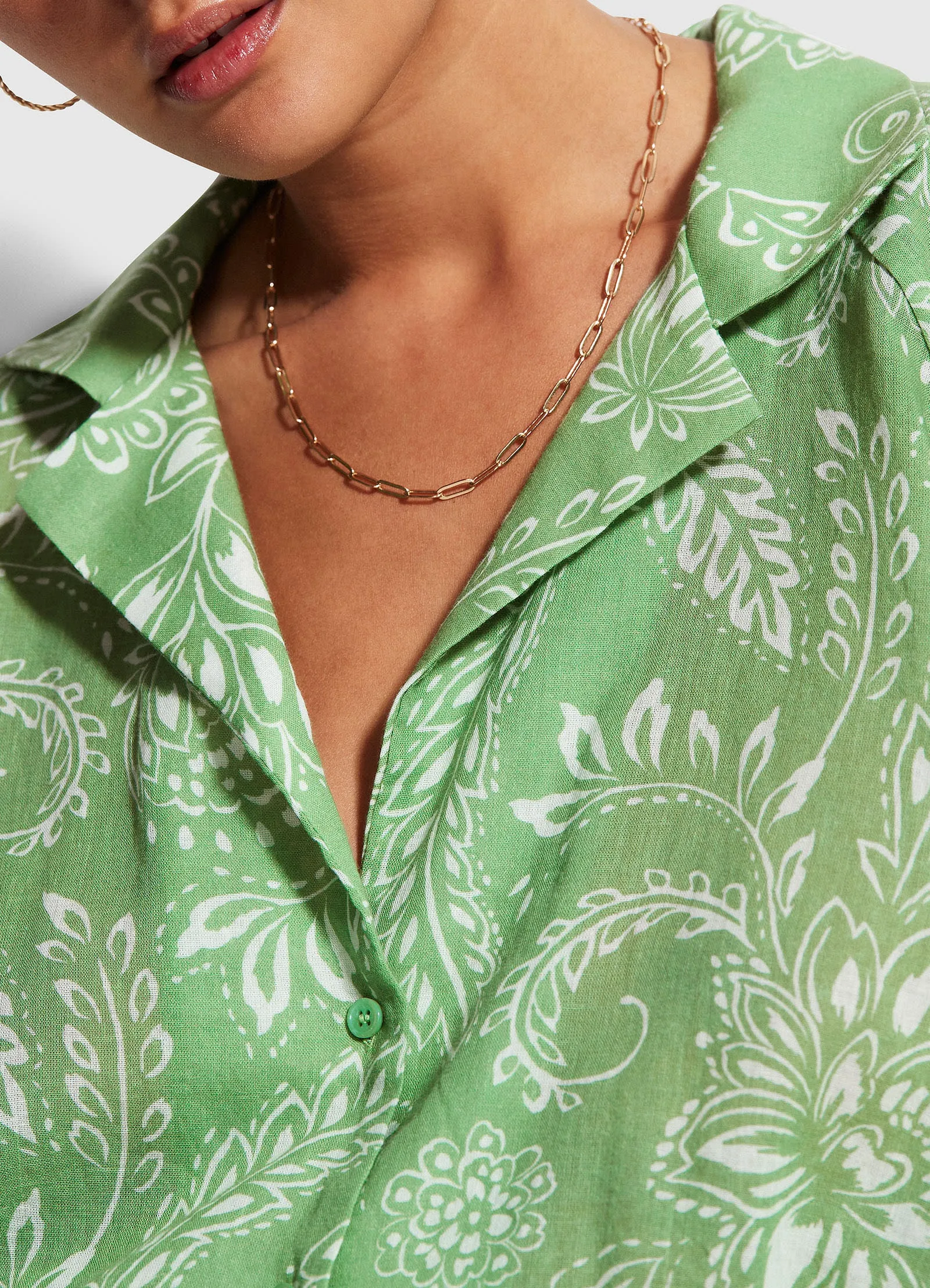 Folklore Crop Shirt - Green Tea