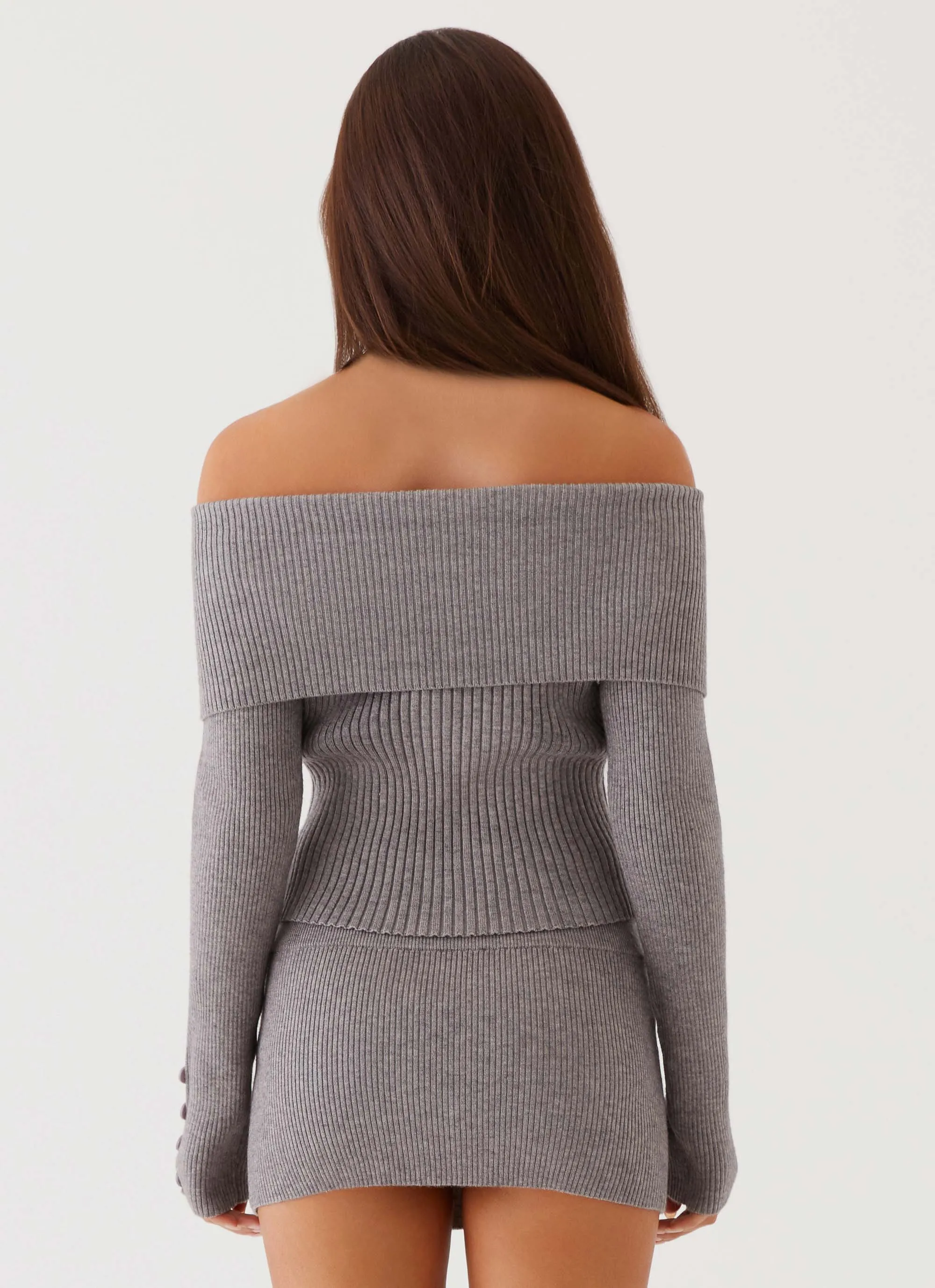 Frankie Arrow Knit Long Sleeve Top - Charcoal